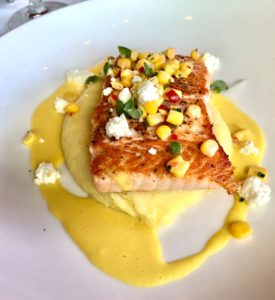 Salmon with corn veloute_Mon Ami Gabi