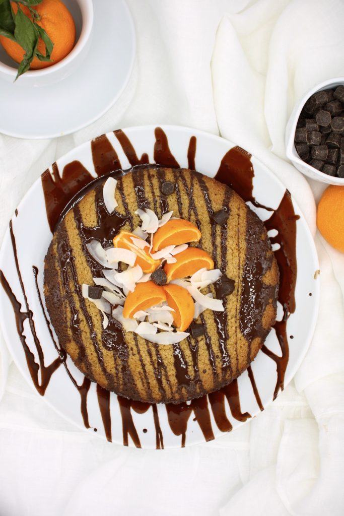 Coconut Cake and Chocolate Drizzle