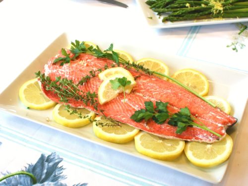 Poached Salmon with herbs