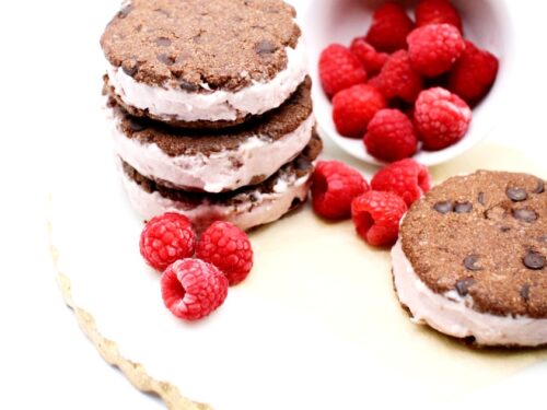 Double Chocolate Raspberry Ice Cream Sandwiches