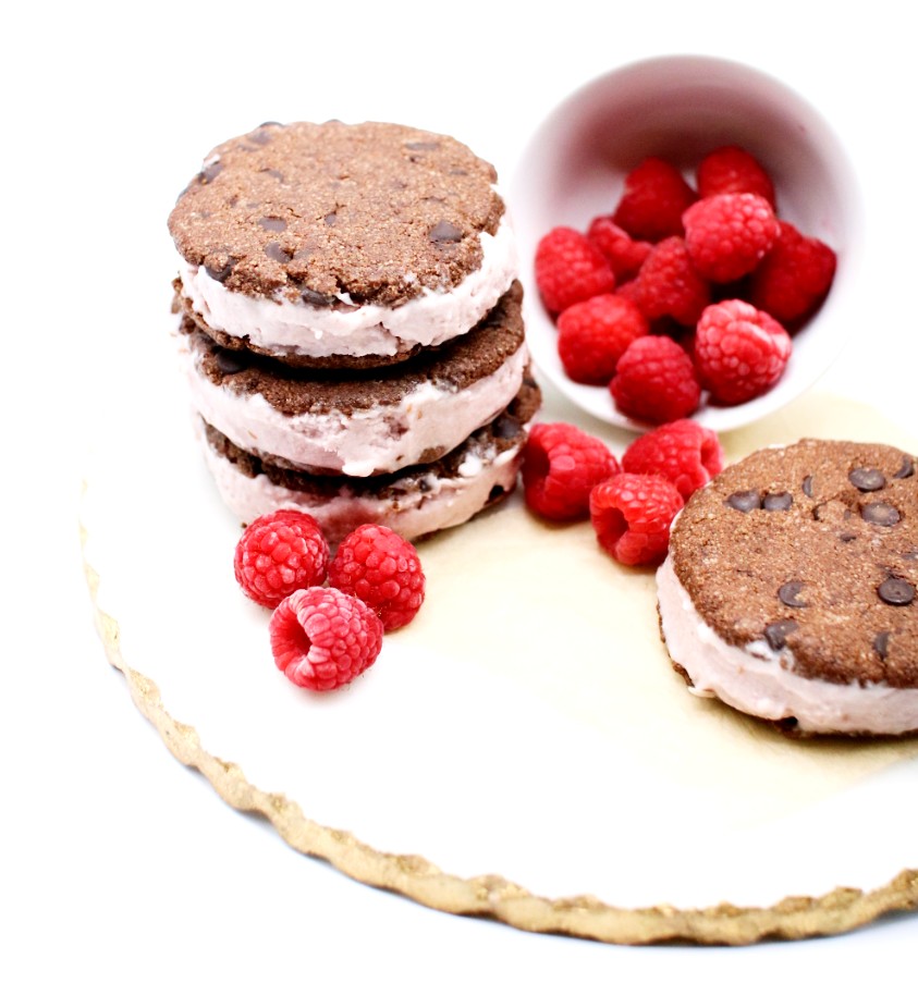 Double Chocolate Raspberry Ice Cream Sandwiches